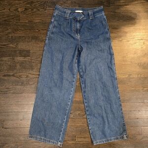 River Island Baggy Straight Blue Denim with Contrast Stitching
